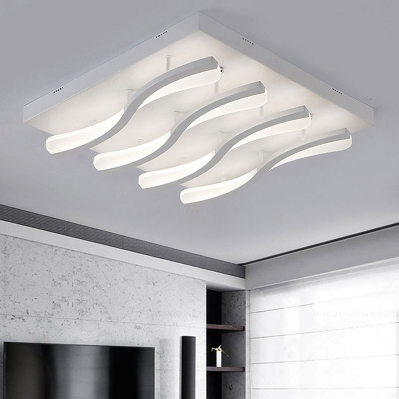 Wavy Flushmount Lighting Modernism Acrylic LED 21.5"/26" Wide Living Room Ceiling Flush Light in Warm/White Light White Clearhalo 'Ceiling Lights' 'Close To Ceiling Lights' 'Close to ceiling' 'Flush mount' Lighting' 243167
