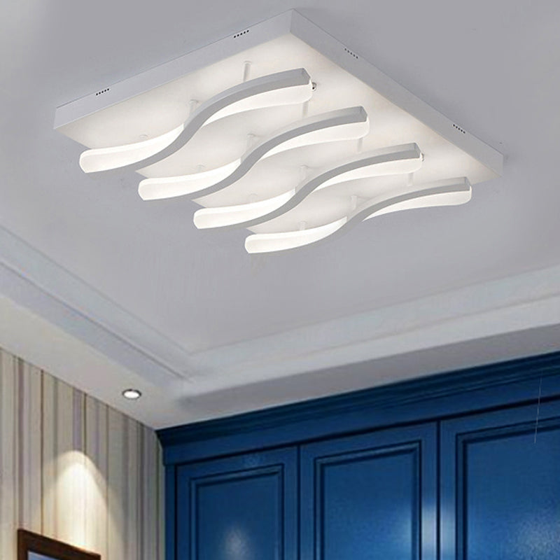 Wavy Flushmount Lighting Modernism Acrylic LED 21.5"/26" Wide Living Room Ceiling Flush Light in Warm/White Light Clearhalo 'Ceiling Lights' 'Close To Ceiling Lights' 'Close to ceiling' 'Flush mount' Lighting' 243169