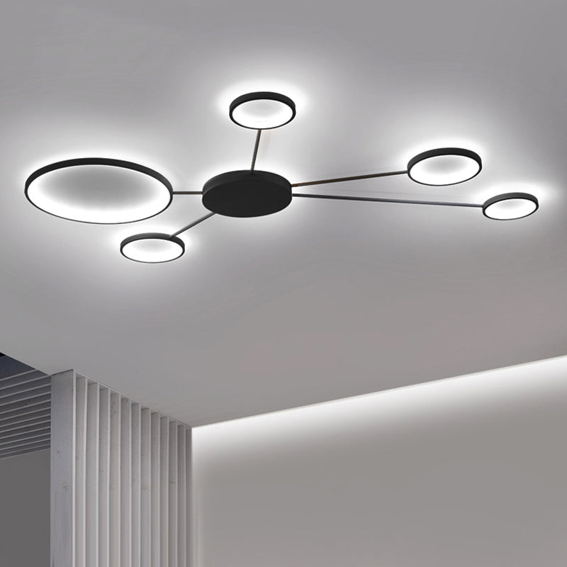 Spoke-Like Acrylic Ceiling Flush Light Simplicity LED Black/White Flushmount in Warm/White Light Clearhalo 'Ceiling Lights' 'Close To Ceiling Lights' 'Close to ceiling' 'Flush mount' Lighting' 243204