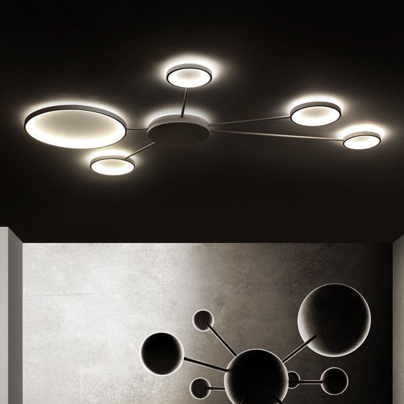 Spoke-Like Acrylic Ceiling Flush Light Simplicity LED Black/White Flushmount in Warm/White Light Black Warm Clearhalo 'Ceiling Lights' 'Close To Ceiling Lights' 'Close to ceiling' 'Flush mount' Lighting' 243205