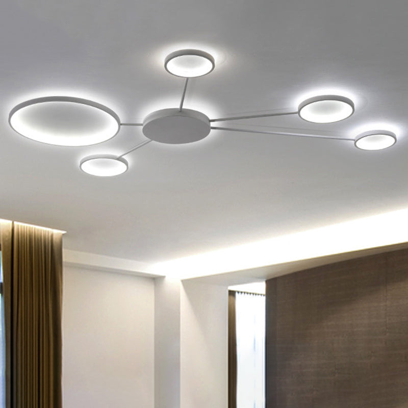 Spoke-Like Acrylic Ceiling Flush Light Simplicity LED Black/White Flushmount in Warm/White Light White White Clearhalo 'Ceiling Lights' 'Close To Ceiling Lights' 'Close to ceiling' 'Flush mount' Lighting' 243207