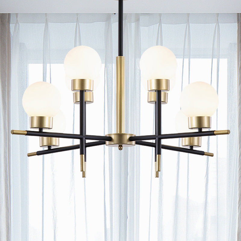 Adult Bedroom Modo Chandelier Metal Modern Style Suspension Light with Clear/White Glass Shade Clearhalo 'Ceiling Lights' 'Chandeliers' 'Clear' 'Industrial' 'Modern Chandeliers' 'Modern' 'Tiffany' 'Traditional Chandeliers' Lighting' 243215