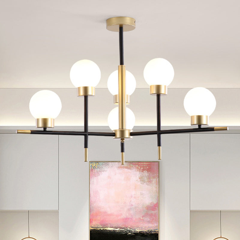 Adult Bedroom Modo Chandelier Metal Modern Style Suspension Light with Clear/White Glass Shade Clearhalo 'Ceiling Lights' 'Chandeliers' 'Clear' 'Industrial' 'Modern Chandeliers' 'Modern' 'Tiffany' 'Traditional Chandeliers' Lighting' 243217