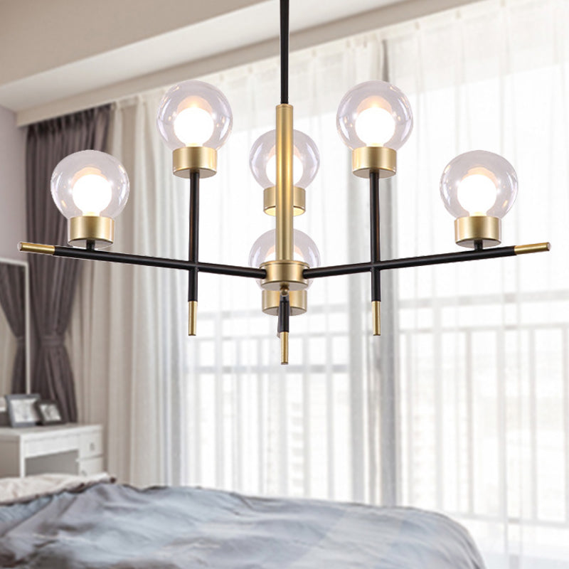 Adult Bedroom Modo Chandelier Metal Modern Style Suspension Light with Clear/White Glass Shade Clearhalo 'Ceiling Lights' 'Chandeliers' 'Clear' 'Industrial' 'Modern Chandeliers' 'Modern' 'Tiffany' 'Traditional Chandeliers' Lighting' 243221