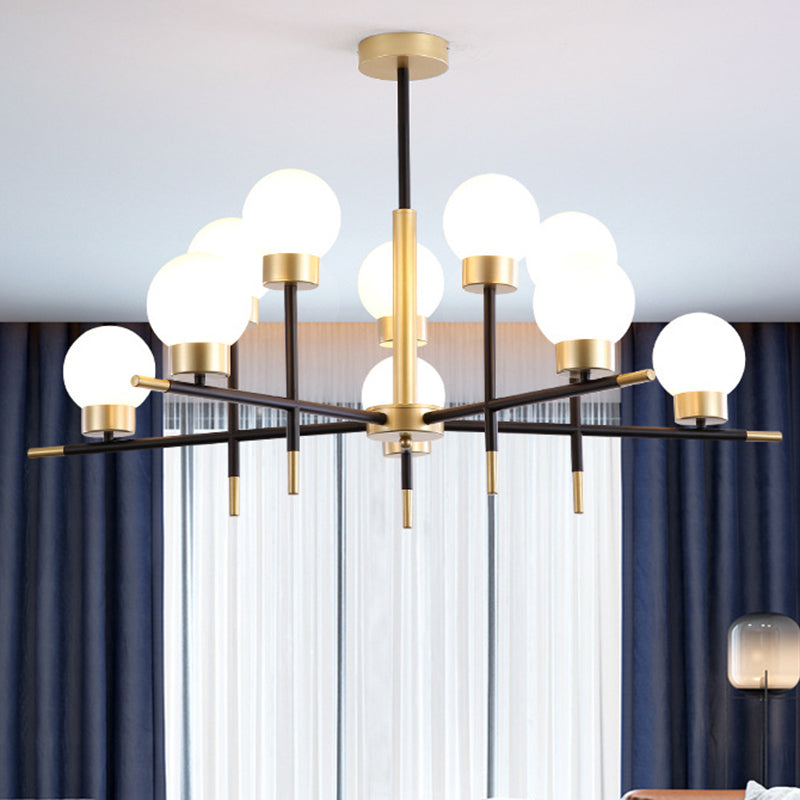 Contemporary Globe Shade Chandelier Multi-Head Metal Large Clear/White Glass Pendant Lamp for Hotel Clearhalo 'Ceiling Lights' 'Chandeliers' 'Clear' 'Industrial' 'Modern Chandeliers' 'Modern' 'Tiffany' 'Traditional Chandeliers' Lighting' 243230