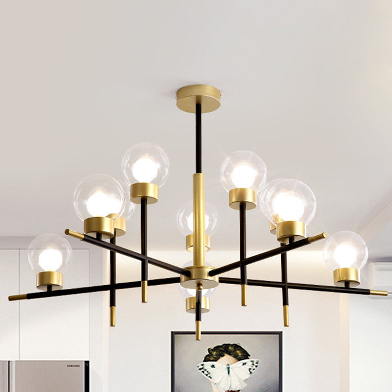 Contemporary Globe Shade Chandelier Multi-Head Metal Large Clear/White Glass Pendant Lamp for Hotel Clearhalo 'Ceiling Lights' 'Chandeliers' 'Clear' 'Industrial' 'Modern Chandeliers' 'Modern' 'Tiffany' 'Traditional Chandeliers' Lighting' 243232