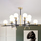 Contemporary Globe Shade Chandelier Multi-Head Metal Large Clear/White Glass Pendant Lamp for Hotel Clearhalo 'Ceiling Lights' 'Chandeliers' 'Clear' 'Industrial' 'Modern Chandeliers' 'Modern' 'Tiffany' 'Traditional Chandeliers' Lighting' 243234