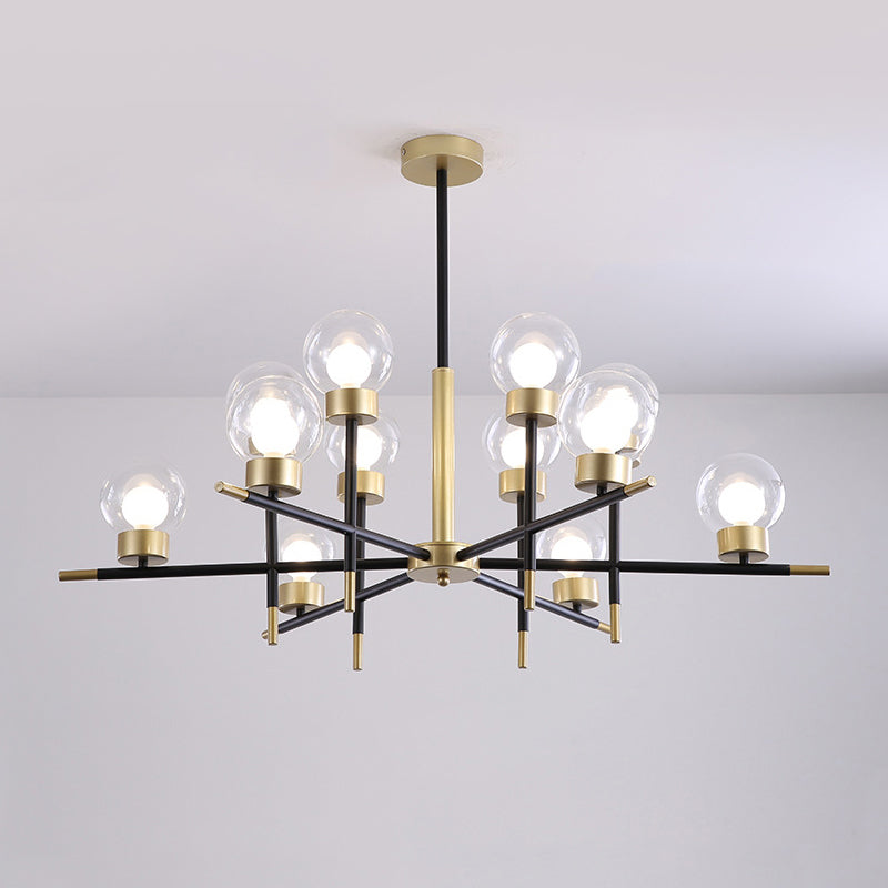 Contemporary Globe Shade Chandelier Multi-Head Metal Large Clear/White Glass Pendant Lamp for Hotel Clearhalo 'Ceiling Lights' 'Chandeliers' 'Clear' 'Industrial' 'Modern Chandeliers' 'Modern' 'Tiffany' 'Traditional Chandeliers' Lighting' 243236