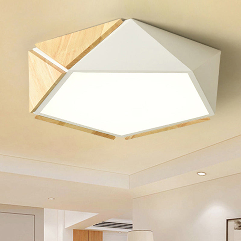 Geometric Flush Mount Lamp Contemporary Metal LED White/Black Ceiling Mounted Light for Living Room in Warm/White, 16.5"/20.5" Wide White Clearhalo 'Ceiling Lights' 'Close To Ceiling Lights' 'Close to ceiling' 'Flush mount' Lighting' 243286