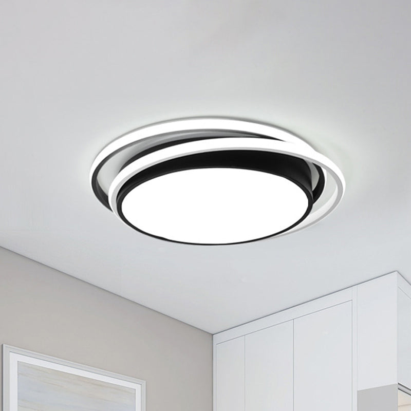 Drum Flush Ceiling Light with Acrylic Diffuser Modern Metal Integrated ...
