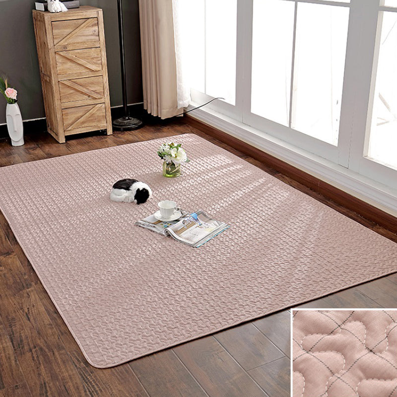 Multi Colored Solid Color Rug Cotton Relaxing Indoor Rug Non-Slip Backing Pet Friendly Easy Care Area Carpet for Bedroom Pink Clearhalo 'Area Rug' 'Modern' 'Rugs' Rug' 2434528