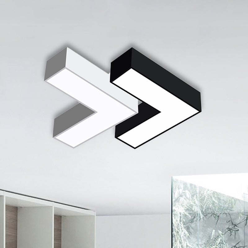 Arrow Metal Flush Mount Modern 10"/14" Wide Led White/Black Flush Ceiling Light for Office with Opaline Diffuser Black Clearhalo 'Ceiling Lights' 'Close To Ceiling Lights' 'Close to ceiling' 'Flush mount' Lighting' 243453