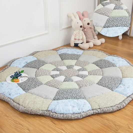 Calming Bedroom Rug Multi Colored Plaid Printed Area Carpet Cotton Anti-Slip Backing Pet Friendly Indoor Rug Grey 4'9" x 4'9" Clearhalo 'Area Rug' 'Modern' 'Rugs' Rug' 2434537