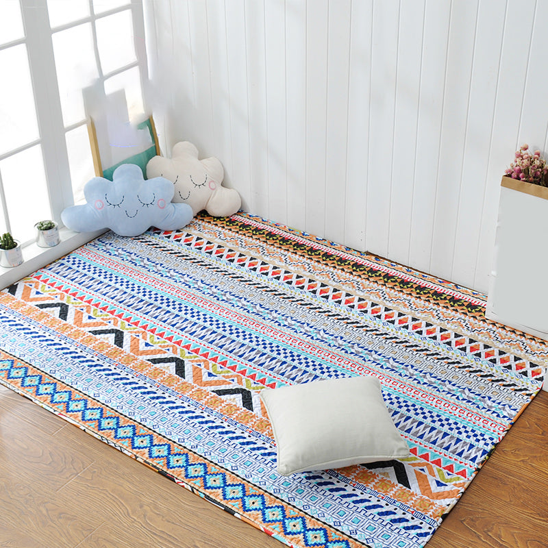 Casual Bedroom Rug Multi Colored Geometric Printed Area Carpet Cotton Non-Slip Backing Easy Care Indoor Rug Blue Clearhalo 'Area Rug' 'Modern' 'Rugs' Rug' 2434549