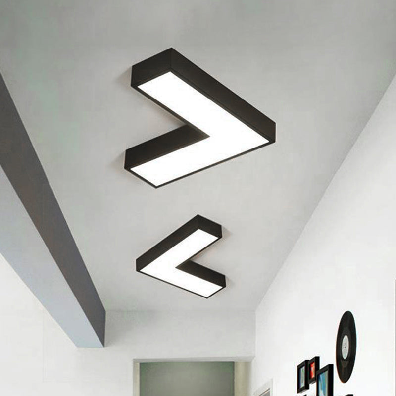 Arrow Metal Flush Mount Modern 10"/14" Wide Led White/Black Flush Ceiling Light for Office with Opaline Diffuser Clearhalo 'Ceiling Lights' 'Close To Ceiling Lights' 'Close to ceiling' 'Flush mount' Lighting' 243455