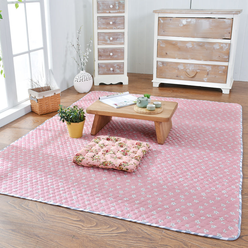 Fancy Floral Printed Rug Multi Colored Cotton Area Carpet Non-Slip Backing Pet Friendly Washable Indoor Rug for Room Pink Clearhalo 'Area Rug' 'Modern' 'Rugs' Rug' 2434553