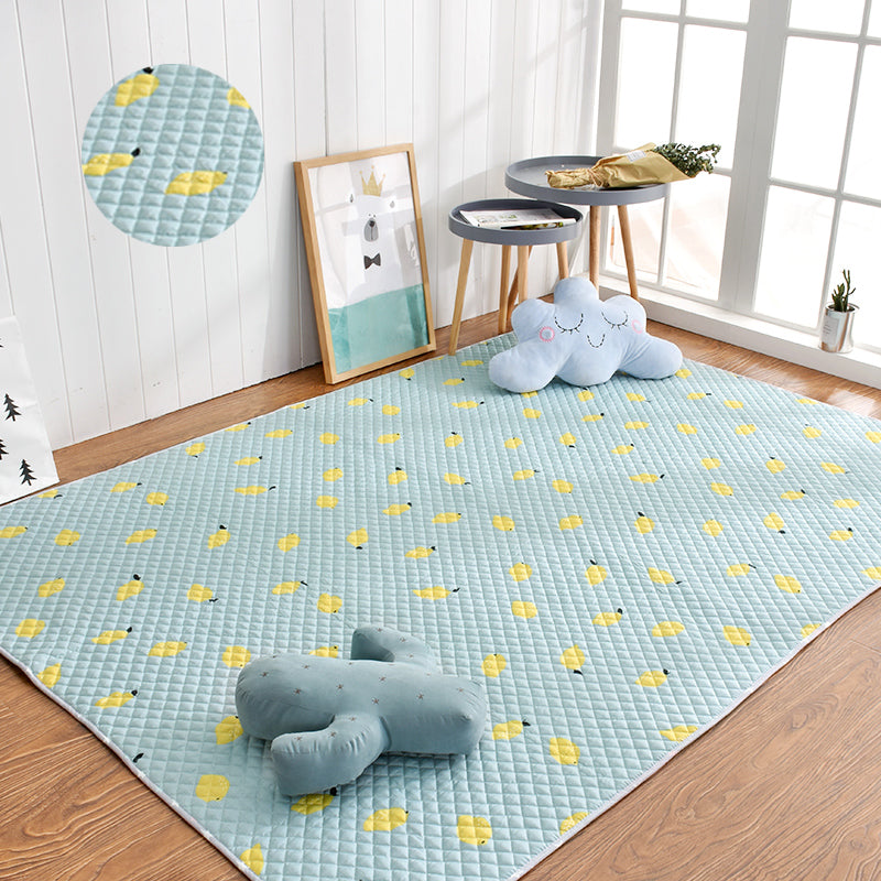 Fancy Floral Printed Rug Multi Colored Cotton Area Carpet Non-Slip Backing Pet Friendly Washable Indoor Rug for Room Green Clearhalo 'Area Rug' 'Modern' 'Rugs' Rug' 2434554