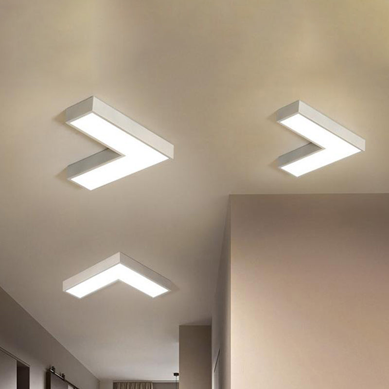 Arrow Metal Flush Mount Modern 10"/14" Wide Led White/Black Flush Ceiling Light for Office with Opaline Diffuser White Clearhalo 'Ceiling Lights' 'Close To Ceiling Lights' 'Close to ceiling' 'Flush mount' Lighting' 243456