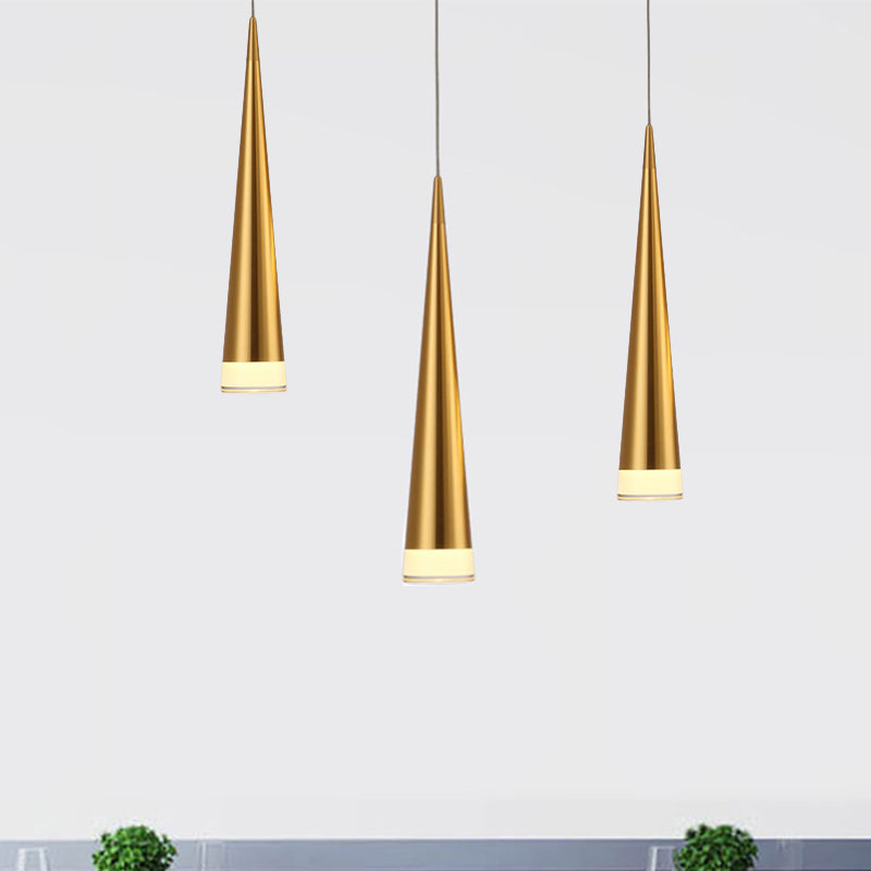 Tapered Hanging Lamp kit Simple Metal Black/Silver/Gold Dining Room Pendant Light Fixture in Warm/White/Neutral Clearhalo 'Ceiling Lights' 'Modern Pendants' 'Modern' 'Pendant Lights' 'Pendants' Lighting' 243461