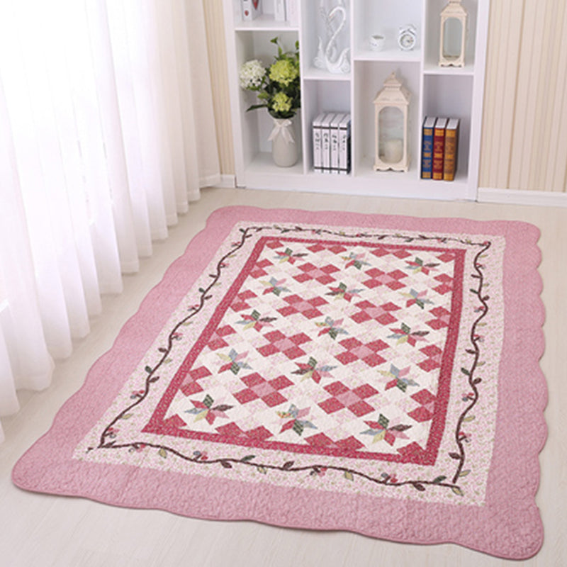Minimalist Decoration Rug Multi Colored Plaid Printed Indoor Rug Cotton Non-Slip Pet Friendly Area Carpet Rose Pink Clearhalo 'Area Rug' 'Modern' 'Rugs' Rug' 2434629