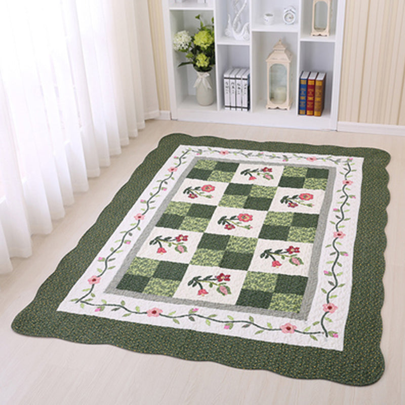 Minimalist Decoration Rug Multi Colored Plaid Printed Indoor Rug Cotton Non-Slip Pet Friendly Area Carpet Blackish Green Clearhalo 'Area Rug' 'Modern' 'Rugs' Rug' 2434632