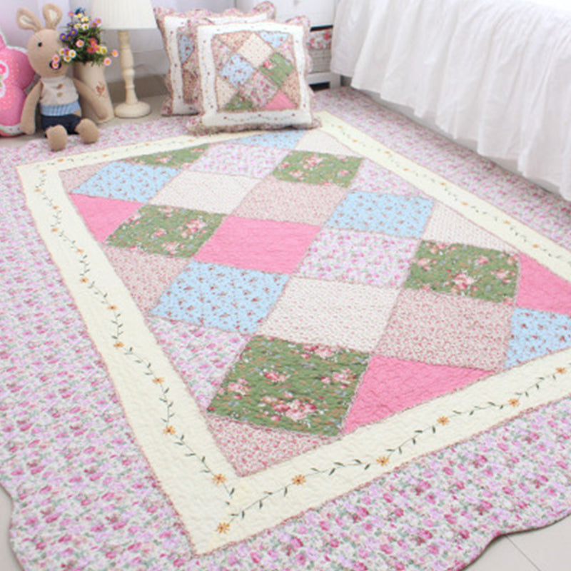 Minimalist Decoration Rug Multi Colored Plaid Printed Indoor Rug Cotton Non-Slip Pet Friendly Area Carpet Light Purple 5'3" x 6'11" Clearhalo 'Area Rug' 'Modern' 'Rugs' Rug' 2434641