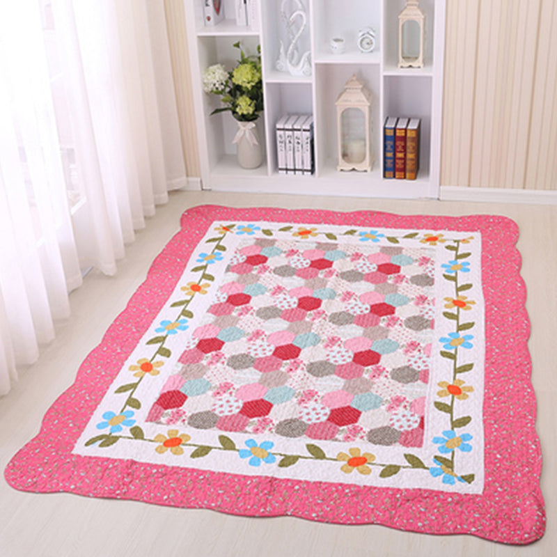 Minimalist Decoration Rug Multi Colored Plaid Printed Indoor Rug Cotton Non-Slip Pet Friendly Area Carpet Peach Clearhalo 'Area Rug' 'Modern' 'Rugs' Rug' 2434645