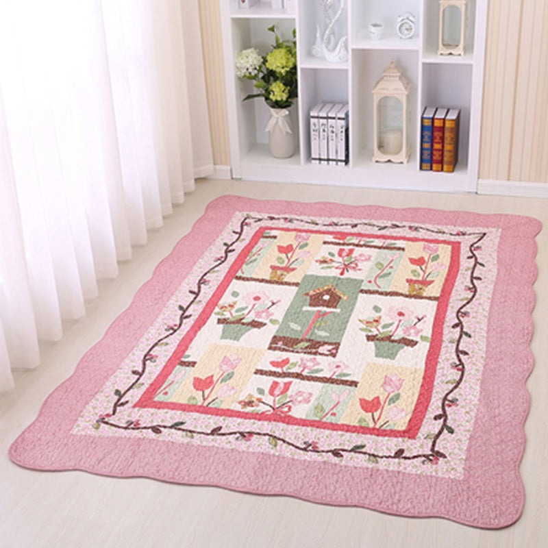 Minimalist Decoration Rug Multi Colored Plaid Printed Indoor Rug Cotton Non-Slip Pet Friendly Area Carpet Pink Clearhalo 'Area Rug' 'Modern' 'Rugs' Rug' 2434646
