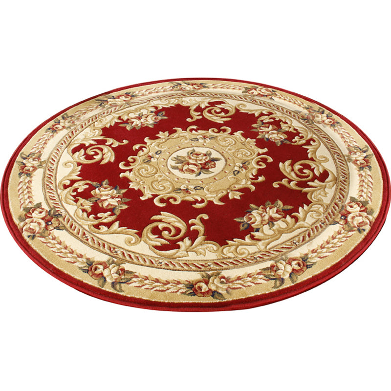 Retro Floral Printed Rug Multi Colored Polyster Indoor Rug Anti-Slip Pet Friendly Easy Care Area Carpet for Decoration Red Clearhalo 'Area Rug' 'Rugs' 'Vintage' Rug' 2434721