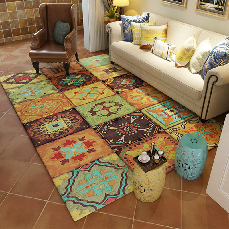 Antique Living Room Rug Multicolored Floral Printed Area Carpet Polypropylene Anti-Slip Washable Indoor Rug Green Clearhalo 'Area Rug' 'Rugs' 'Vintage' Rug' 2434747