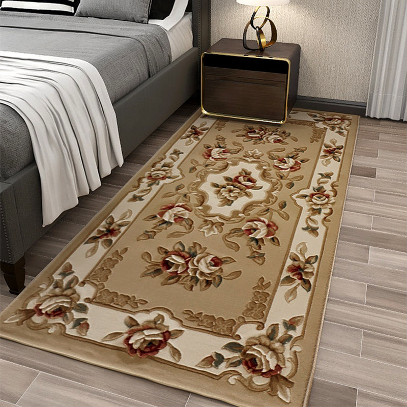 Shabby Chic Bedroom Rug Multi Colored Flower Printed Indoor Rug Synthetics Non-Slip Pet Friendly Area Carpet Clearhalo 'Area Rug' 'Rugs' 'Vintage' Rug' 2434768