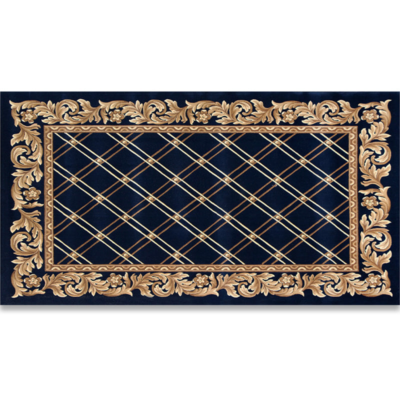 Shabby Chic Bedroom Rug Multi Colored Flower Printed Indoor Rug Synthetics Non-Slip Pet Friendly Area Carpet Dark Blue-Black Clearhalo 'Area Rug' 'Rugs' 'Vintage' Rug' 2434773