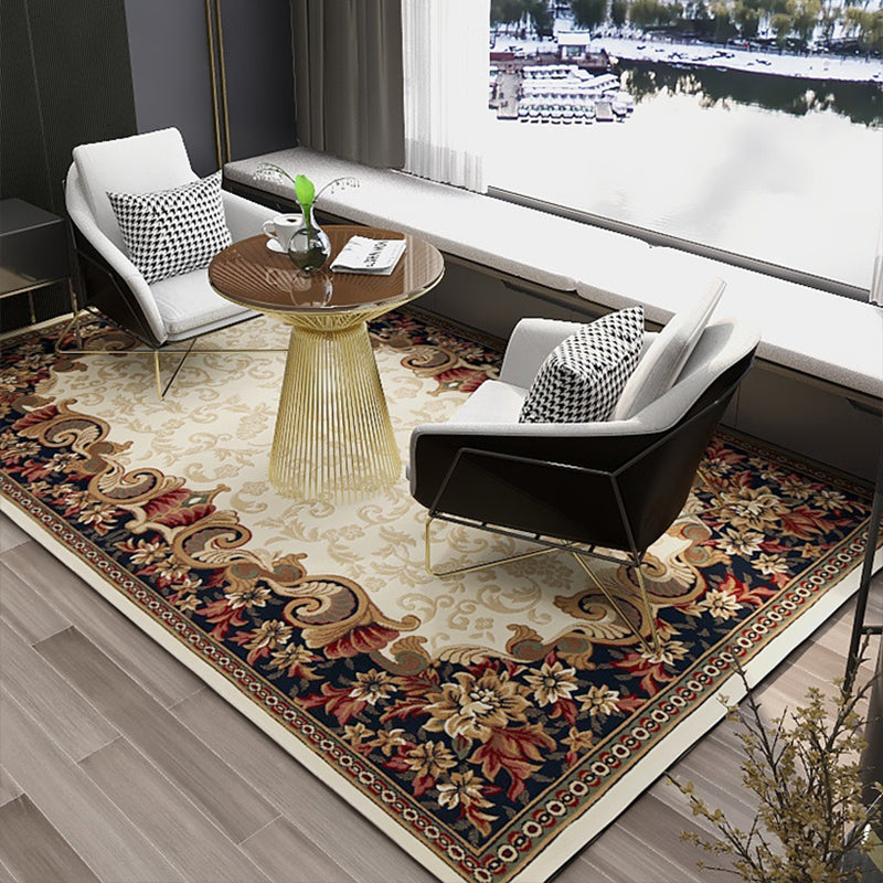 Shabby Chic Bedroom Rug Multi Colored Flower Printed Indoor Rug Synthetics Non-Slip Pet Friendly Area Carpet Clearhalo 'Area Rug' 'Rugs' 'Vintage' Rug' 2434774