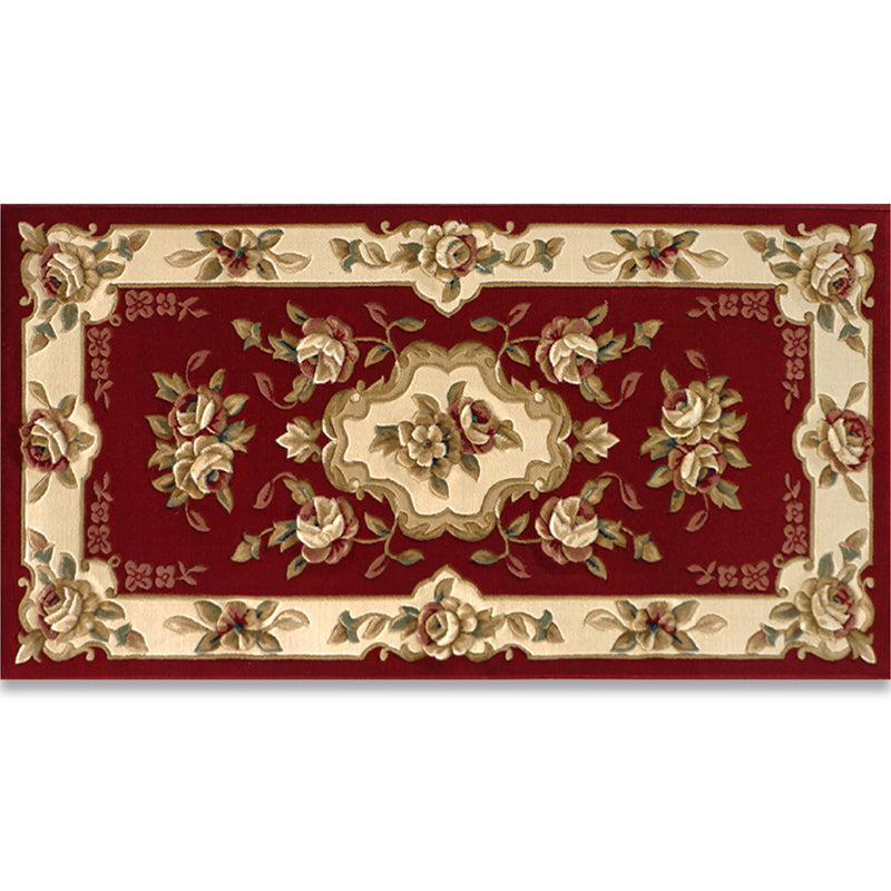 Shabby Chic Bedroom Rug Multi Colored Flower Printed Indoor Rug Synthetics Non-Slip Pet Friendly Area Carpet Crimson Clearhalo 'Area Rug' 'Rugs' 'Vintage' Rug' 2434777