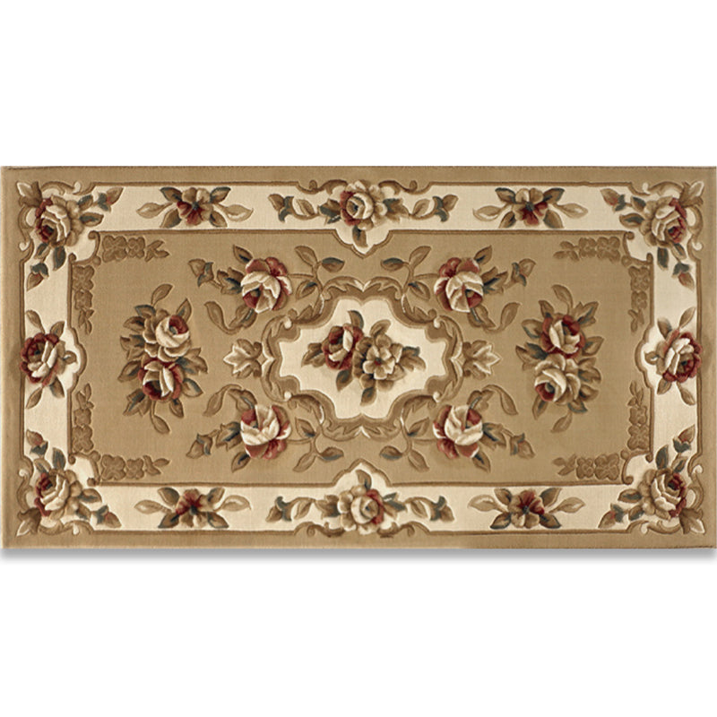 Shabby Chic Bedroom Rug Multi Colored Flower Printed Indoor Rug Synthetics Non-Slip Pet Friendly Area Carpet Camel Clearhalo 'Area Rug' 'Rugs' 'Vintage' Rug' 2434779