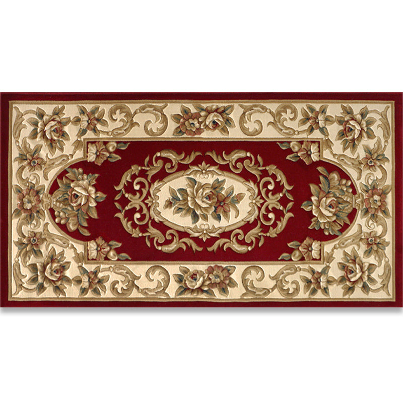 Shabby Chic Bedroom Rug Multi Colored Flower Printed Indoor Rug Synthetics Non-Slip Pet Friendly Area Carpet Burgundy Clearhalo 'Area Rug' 'Rugs' 'Vintage' Rug' 2434788