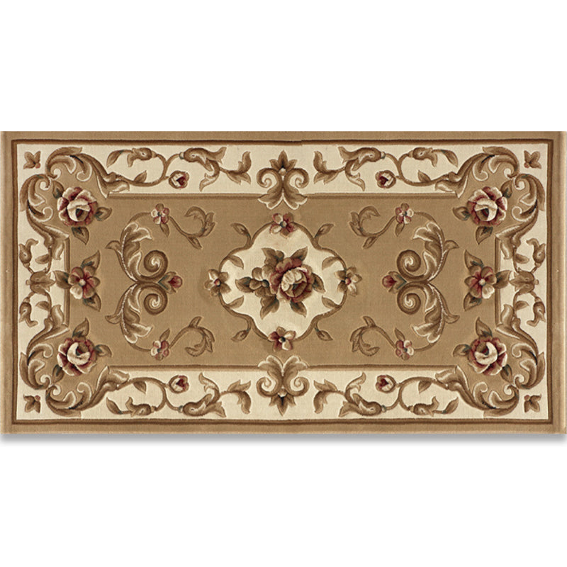 Shabby Chic Bedroom Rug Multi Colored Flower Printed Indoor Rug Synthetics Non-Slip Pet Friendly Area Carpet Dark Camel Clearhalo 'Area Rug' 'Rugs' 'Vintage' Rug' 2434790