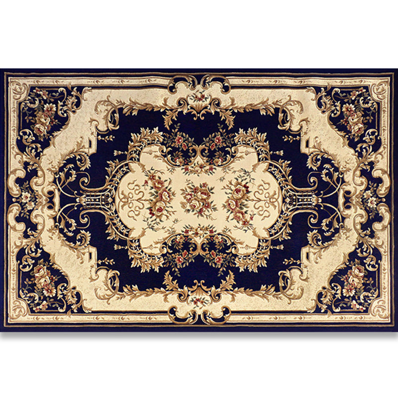 Shabby Chic Bedroom Rug Multi Colored Flower Printed Indoor Rug Synthetics Non-Slip Pet Friendly Area Carpet Royal Blue-Black Clearhalo 'Area Rug' 'Rugs' 'Vintage' Rug' 2434794