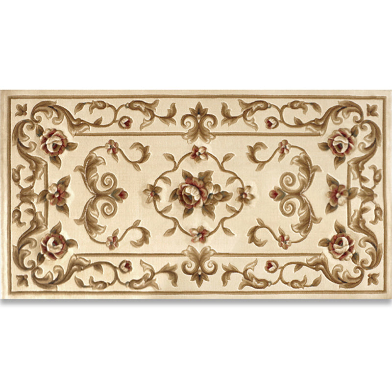 Shabby Chic Bedroom Rug Multi Colored Flower Printed Indoor Rug Synthetics Non-Slip Pet Friendly Area Carpet Light Beige Clearhalo 'Area Rug' 'Rugs' 'Vintage' Rug' 2434795