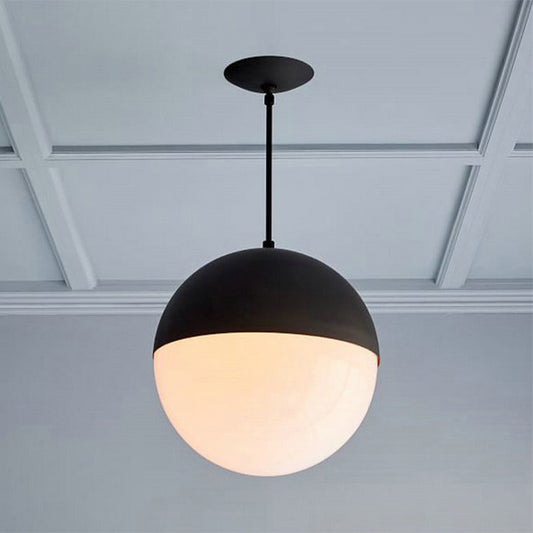 Black/Gold Sphere Pendant Lamp Modernist 1 Light Opal Glass Ceiling Light Fixture for Kitchen Clearhalo 'Ceiling Lights' 'Glass shade' 'Glass' 'Modern Pendants' 'Modern' 'Pendant Lights' 'Pendants' Lighting' 243483