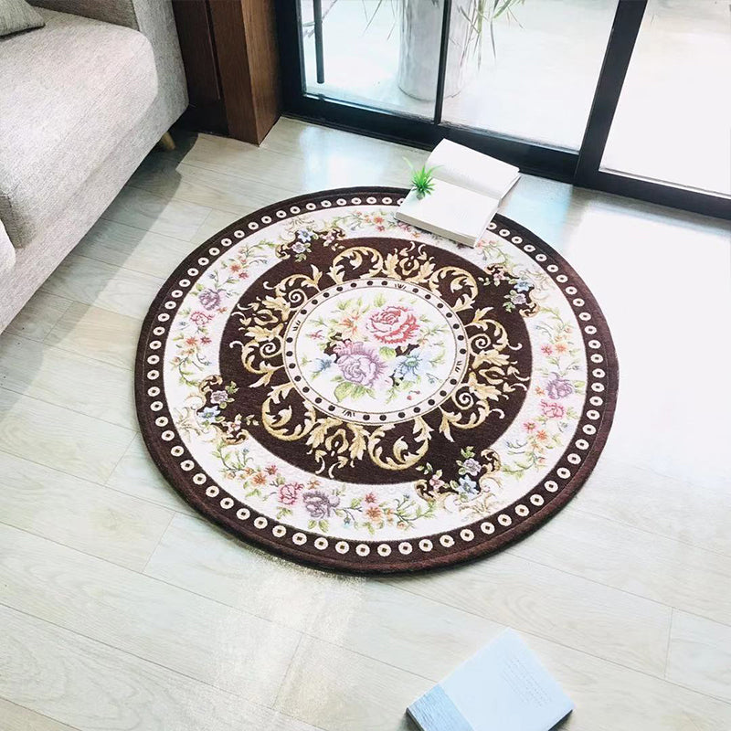Antique Floral Printed Rug Multicolor Polypropylene Indoor Rug Anti-Slip Backing Pet Friendly Easy Care Carpet for Decor Clearhalo 'Area Rug' 'Rugs' 'Vintage' Rug' 2434875