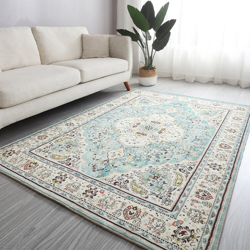 Antique Living Room Rug Multi Colored Flower Printed Area Carpet Non-Slip Backing Pet Friendly Easy Care Indoor Rug Light Green Clearhalo 'Area Rug' 'Rugs' 'Shabby Chic' Rug' 2434891