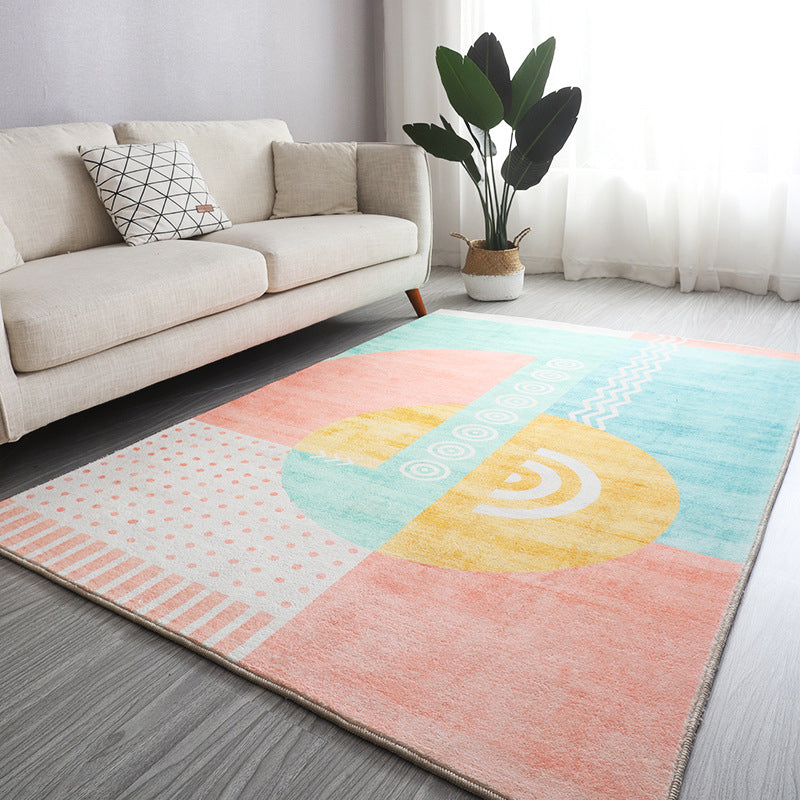 Antique Living Room Rug Multi Colored Flower Printed Area Carpet Non-Slip Backing Pet Friendly Easy Care Indoor Rug Blue-Orange Clearhalo 'Area Rug' 'Rugs' 'Shabby Chic' Rug' 2434895
