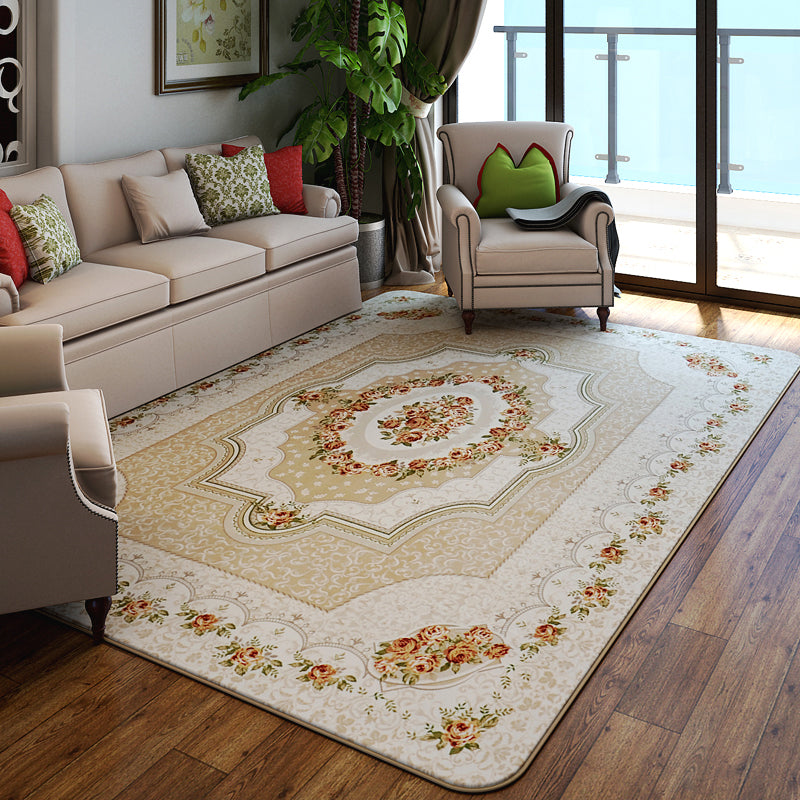 Multicolored Floral Printed Rug Cotton Blend Vintage Indoor Rug Anti-Slip Backing Pet Friendly Area Carpet for Parlor Clearhalo 'Area Rug' 'Rugs' 'Vintage' Rug' 2434901