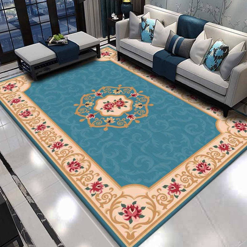 Shabby Chic Living Room Rug Multicolored Floral Printed Indoor Rug Cotton Blend Anti-Slip Backing Pet Friendly Area Carpet Clearhalo 'Area Rug' 'Rugs' 'Vintage' Rug' 2434916