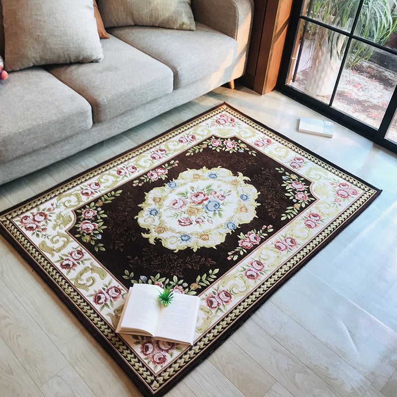Antique Living Room Rug Multicolored Floral Printed Area Carpet Polyster Non-Slip Backing Easy Care Indoor Rug Clearhalo 'Area Rug' 'Rugs' 'Vintage' Rug' 2434931