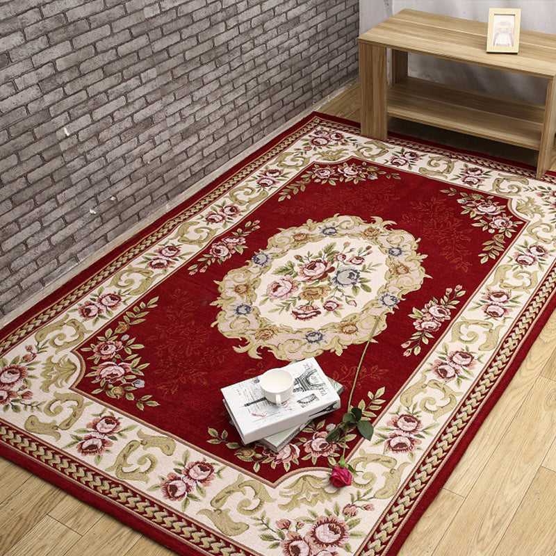 Antique Living Room Rug Multicolored Floral Printed Area Carpet Polyster Non-Slip Backing Easy Care Indoor Rug Clearhalo 'Area Rug' 'Rugs' 'Vintage' Rug' 2434933