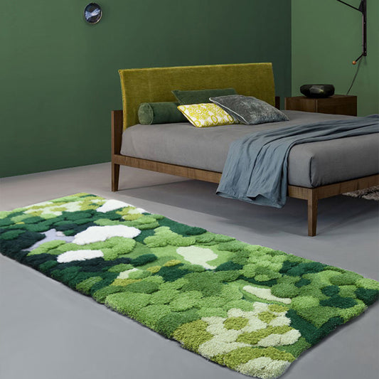 Green Novelty Rug Lamb Wool Plant Printed Area Carpet Pet Friendly Easy Care Handmade Indoor Rug for Decor Clearhalo 'Area Rug' 'Rug' 2434993