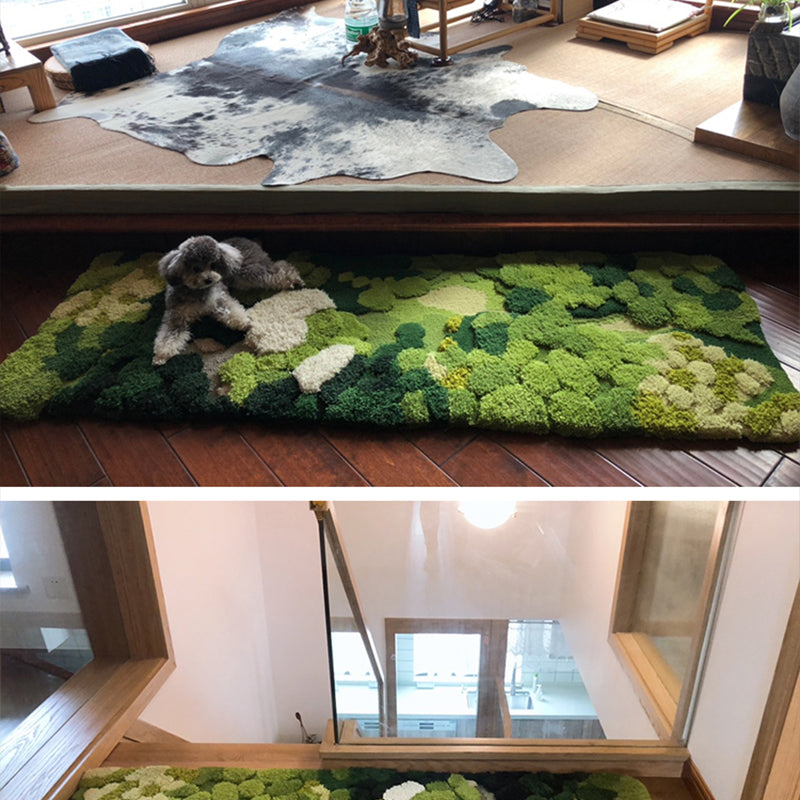 Green Novelty Rug Lamb Wool Plant Printed Area Carpet Pet Friendly Easy Care Handmade Indoor Rug for Decor Clearhalo 'Area Rug' 'Rug' 2434994