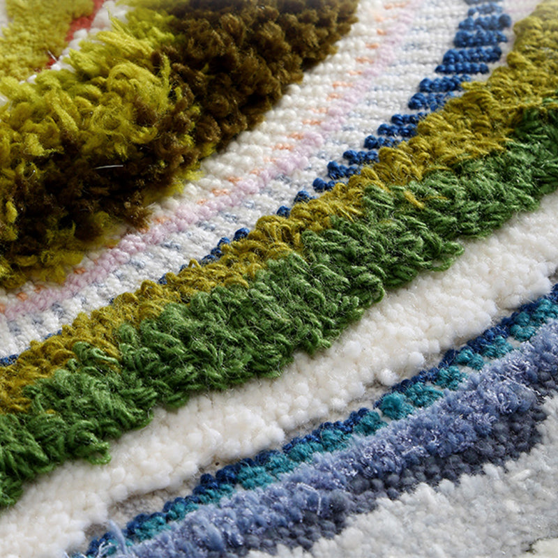 Blue Decoration Rug Nordic Geometric Printed Indoor Rug Lamb Wool Pet Friendly Handmade Area Carpet Clearhalo 'Area Rug' 'Rug' 2435001